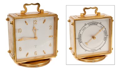 Lot 955 - 1960s Combination brass cased clock/barometer by Angelus for Asprey