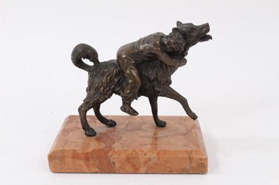 Lot 778 - Late 19th century Continental bronze figure of a child riding a dog