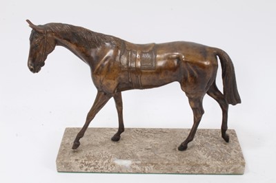 Lot 893 - Contemporary bronze sculpture of a racehorse on marble base