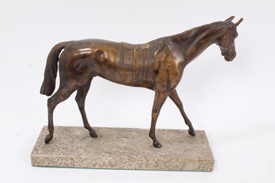 Lot 893 - Contemporary bronze sculpture of a racehorse on marble base