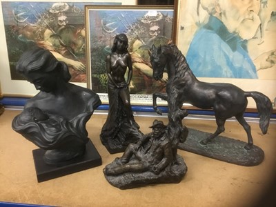 Lot 201 - Group of four bronze resin and similar statues