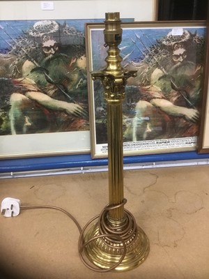 Lot 200 - Brass Corinthian column table lamp