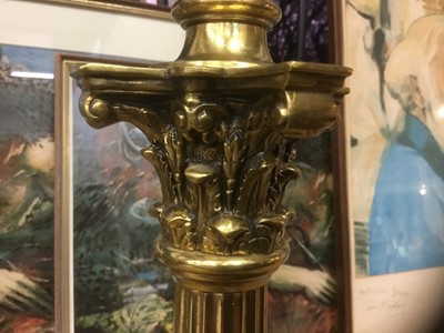 Lot 200 - Brass Corinthian column table lamp