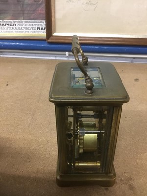 Lot 199 - Two brass carriage clocks and travelling clock
