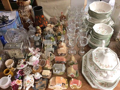 Lot 403 - Quantity of ceramics and glassware including Wedgwood collectors plates, Lilliput lane, Johnson Brothers Eternal Beau tea and dinner ware, ornaments etc