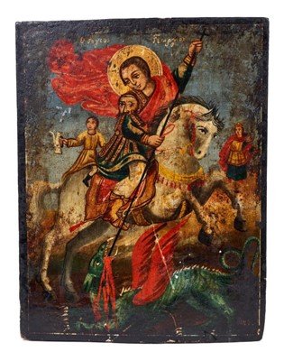 Lot 914 - Antique Greek icon of St George