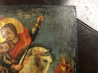 Lot 914 - Antique Greek icon of St George