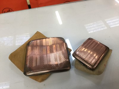 Lot 710 - Art Deco silver and rose gold finished cigarette case and matching matchbook case with engine turned decoration (Birmingham 1928)