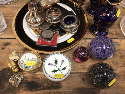 Lot 25 - Miscellaneous group of items to include silver plated wares, glass paperweights, Limoges and other ornaments