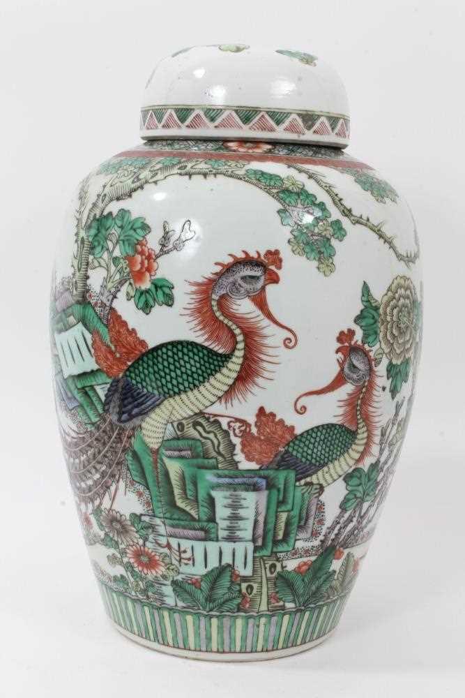 Lot 219 - Chinese famille verte vase and associated cover
