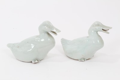 Lot 224 - Pair of Chinese celadon glazed ducks