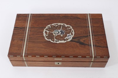 Lot 797 - 19th century rosewood and inlaid games box