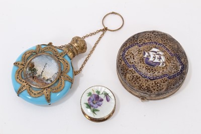 Lot 792 - Continental enamel filigree box, two further boxes