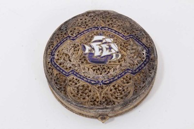 Lot 799 - Continental enamel filigree box, three further boxes