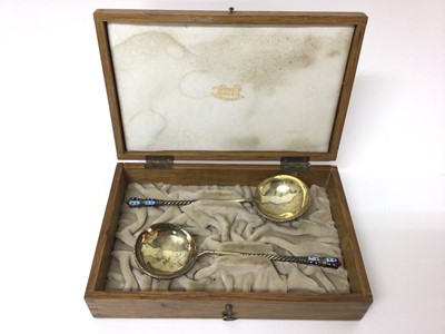 Lot 423 - Pair of Russian cloisonné spoons