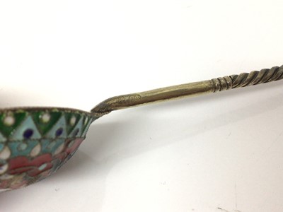 Lot 423 - Pair of Russian cloisonné spoons
