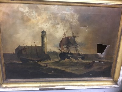 Lot 183 - 19th century oil on canvas - A Romantic Triste, together with a 19th century marine oil