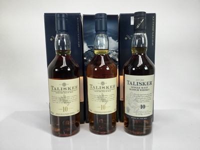 Lot 136 - Whisky - three bottles, Talisker 10 years old, each boxed
