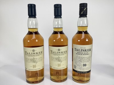Lot 136 - Whisky - three bottles, Talisker 10 years old, each boxed