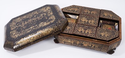 Lot 773 - 19th century Chinese black lacquer games box