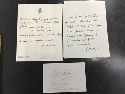 Lot 34 - The Marriage of H.R.H. The Duke of Gloucester and The Lady Alice Montagu-Douglas-Scott 6 th November 1935, scarce list of Wedding gifts , wedding cake box with silvered AH monogram and various corr...