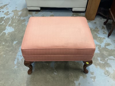 Lot 923 - Mahogany framed foot stool with pink upholstery