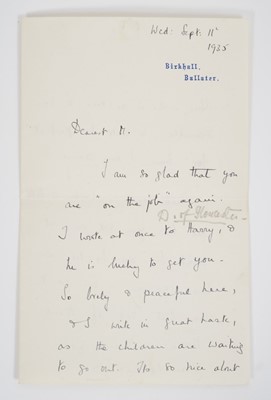Lot 35 - H.R.H.Elizabeth Duchess of York (later H.M.Queen Elizabeth The Queen Mother) handwritten letter to her former Governess and confident Miss Beryl Poignand , written on Birkhall, Ballater headed wri...
