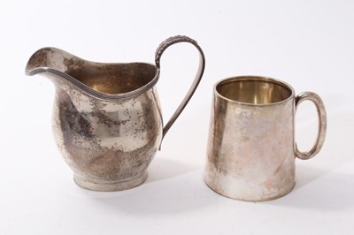 Lot 367 - Silver cream jug (Chester) together with a silver christening mug of tapered form (2)