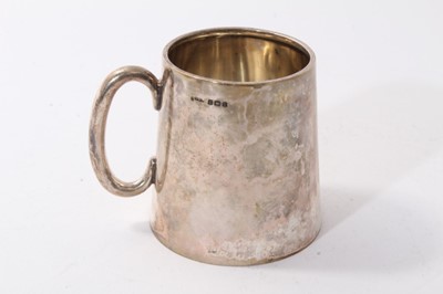 Lot 367 - Silver cream jug (Chester) together with a silver christening mug of tapered form (2)