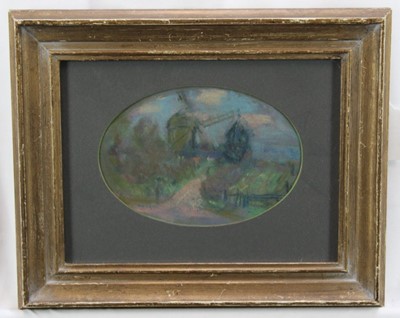 Lot 1135 - *Peggy Somerville (1918-1975) pastel - The Mill at Westleton, in glazed gilt frame, 11.5cm x 16.5cm 
Provenance: David Messum