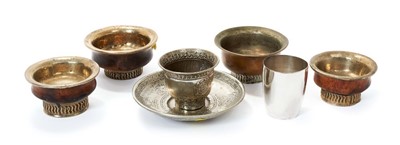 Lot 362 - Group of Tibetan tea bowls and other items.(7)