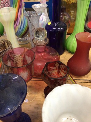 Lot 13 - Good collection of art and other coloured glass, including Venetian, engraved cranberry, etc