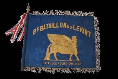 Lot 755 - Interesting 1930's French Military double side silk and bullion work parade banner for the 3rd Foreign Infantry Regiment and the Army of the Levant