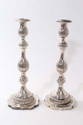 Lot 375 - Pair of silver Shabbat candlesticks London 1925.