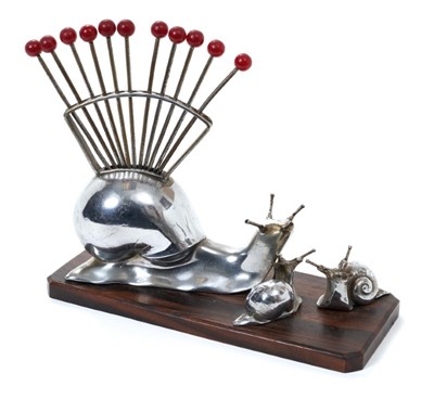 Lot 376 - Unusual Art Deco cocktail stick holder in the form of snails, by Benjamin Rabier