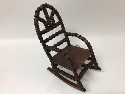Lot 390 - Unusual late 19th century American doll’s rocking chair made from cotton reels