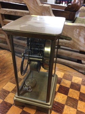 Lot 50 - Late 19th century American 8 day mantel clock in brass four-glass case by New Haven Clock Co.