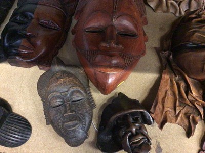 Lot 40 - Assorted masks to include leather and tribal