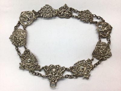 Lot 758 - 19th century silver/white metal panel necklace, maker's mark RH.