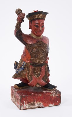 Lot 775 - Old Chinese carved and polychrome painted wooden figure