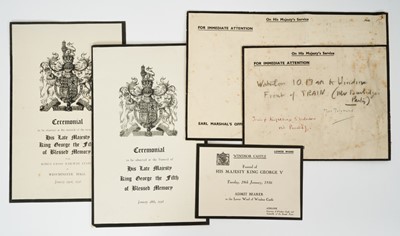 Lot 37 - The Funeral of H.M King George V -28th January 1936, scarce ceremonial for the removal of The Kings remains from Kings Cross Station to Westminster Hall- January 23rd 1936, invitation and ceremonia...