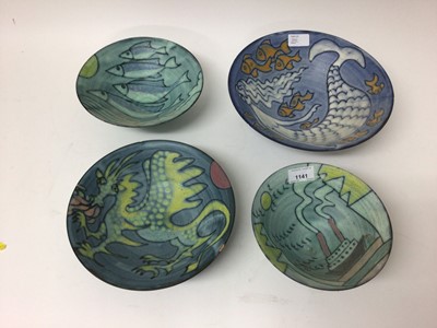 Lot 1141 - Four studio pottery bowls by Tessa Fuchs