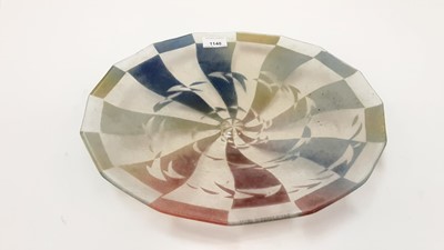 Lot 1140 - Studio glass dish by John Chipperfield, polychrome decorated with an abstract fish pattern