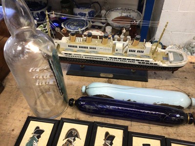 Lot 19 - Quantity of Napoleon items, including a Staffordshire figure and other ceramics, pictures, etc, together with a Sunderland lustre plaque with sailors, a model of the Titanic and other nautical item...