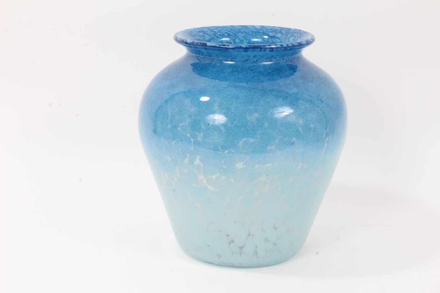 Lot 1100 - Large mottled blue art glass vase