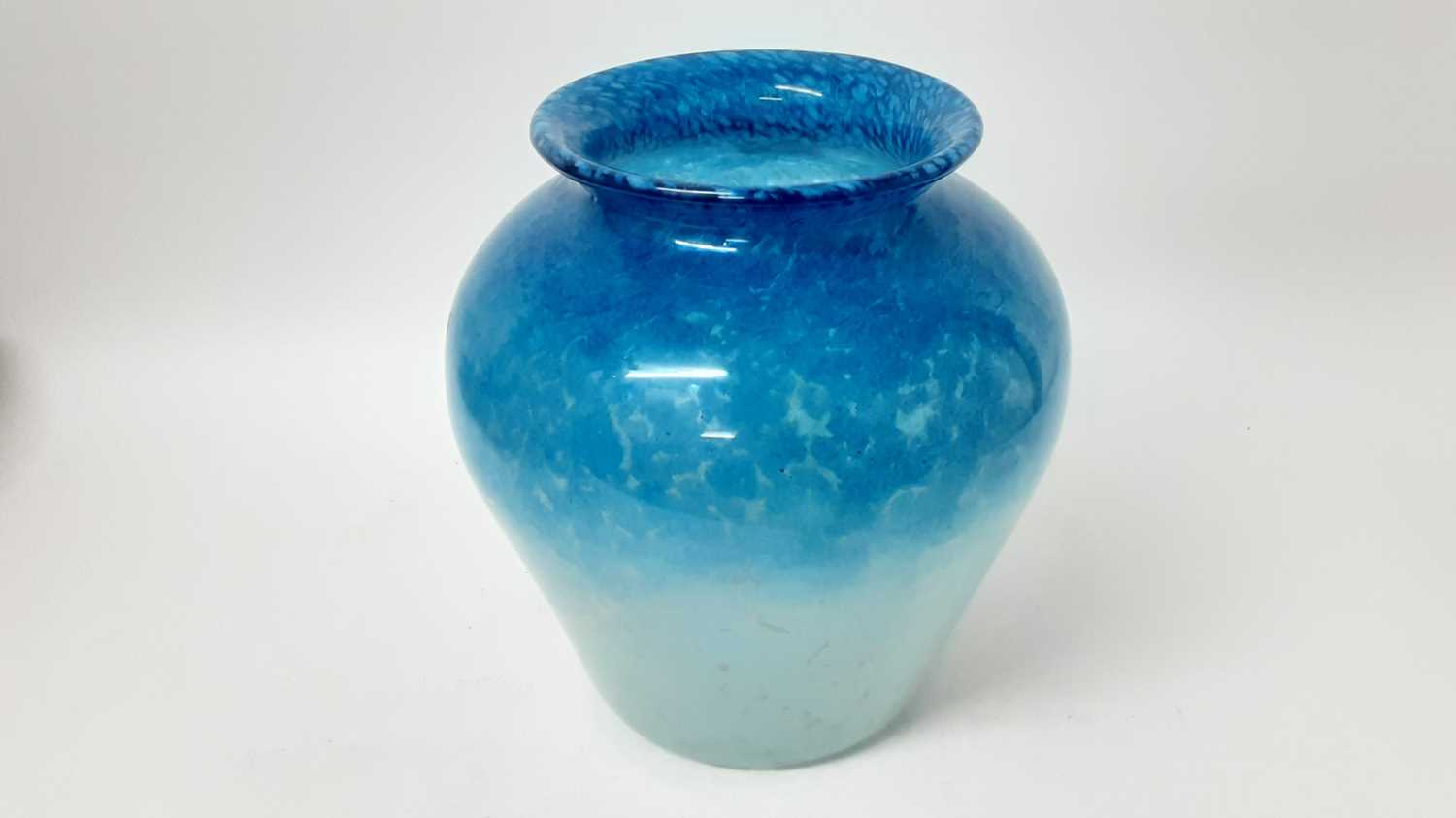 Lot 1100 - Large mottled blue art glass vase