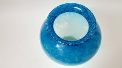 Lot 1100 - Large mottled blue art glass vase