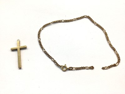 Lot 682 - 9ct gold cross pendant and bracelet