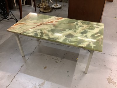 Lot 889 - Metal framed coffee table with onyx top, 90cm wide, 45cm deep, 38cm high