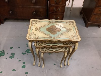 Lot 891 - Nest of three decorative occasional tables on cabriole legs